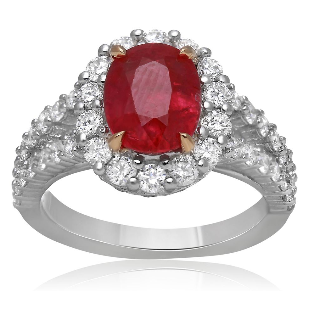 Split Shank Ruby & Diamond Ring — view 1