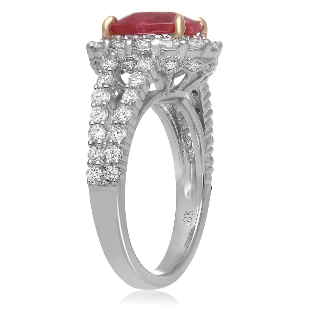 Split Shank Ruby & Diamond Ring — view 3