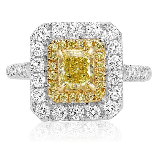 Fancy Yellow Diamond Octagon Ring — view 1