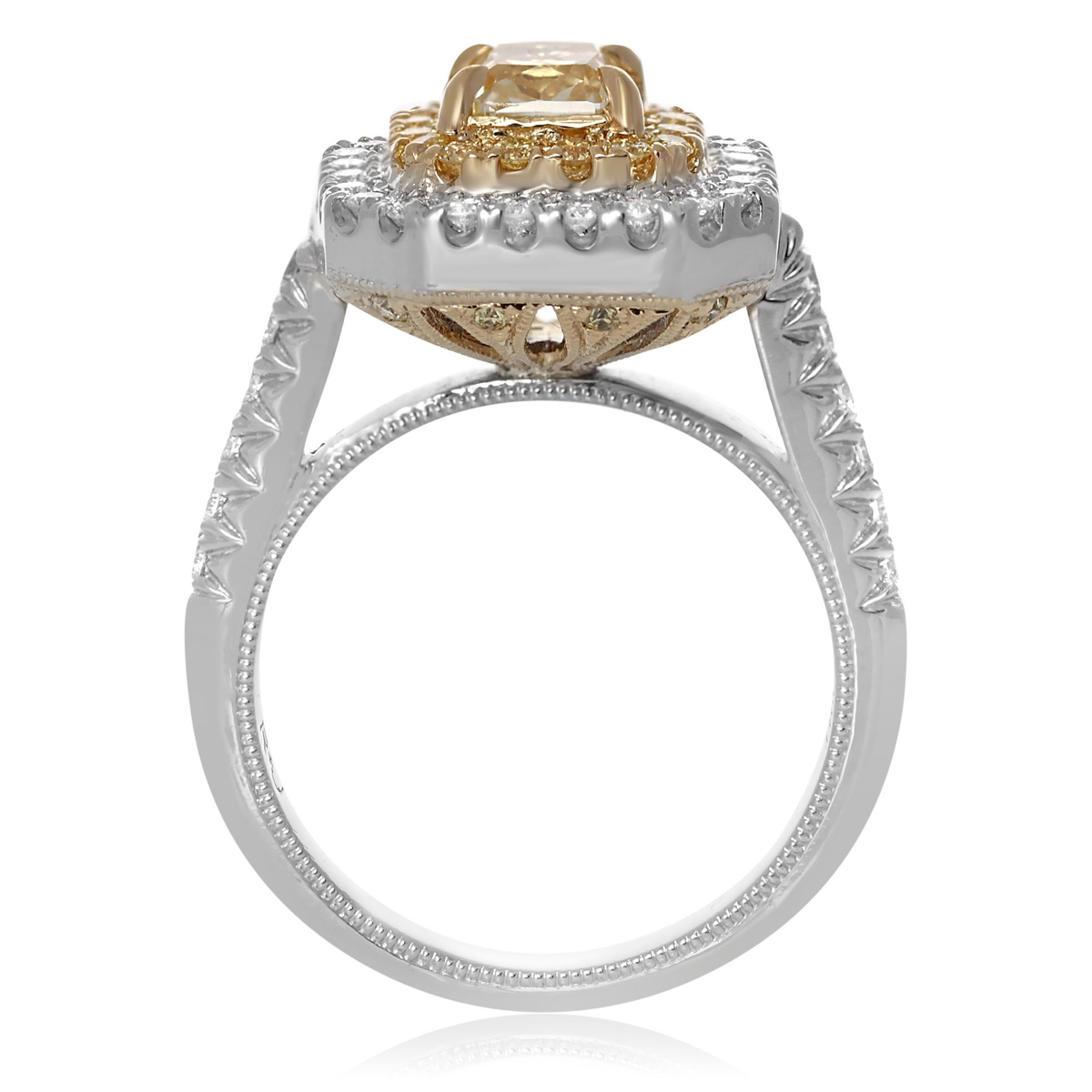 Radiant Fancy Yellow Diamond Ring — view 1