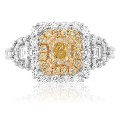 Double Halo Diamond Side Stone Ring — view 1