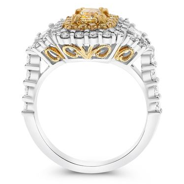 Cushion Fancy Yellow Diamond Ring — view 2