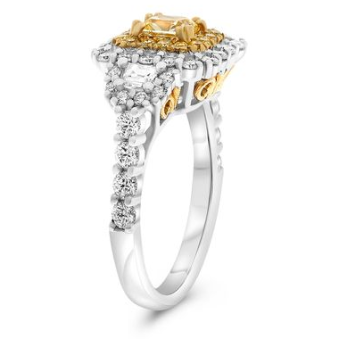 Cushion Fancy Yellow Diamond Ring — view 3