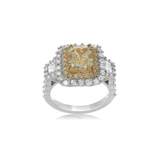 Cushion Fancy Yellow Diamond Ring — view 1