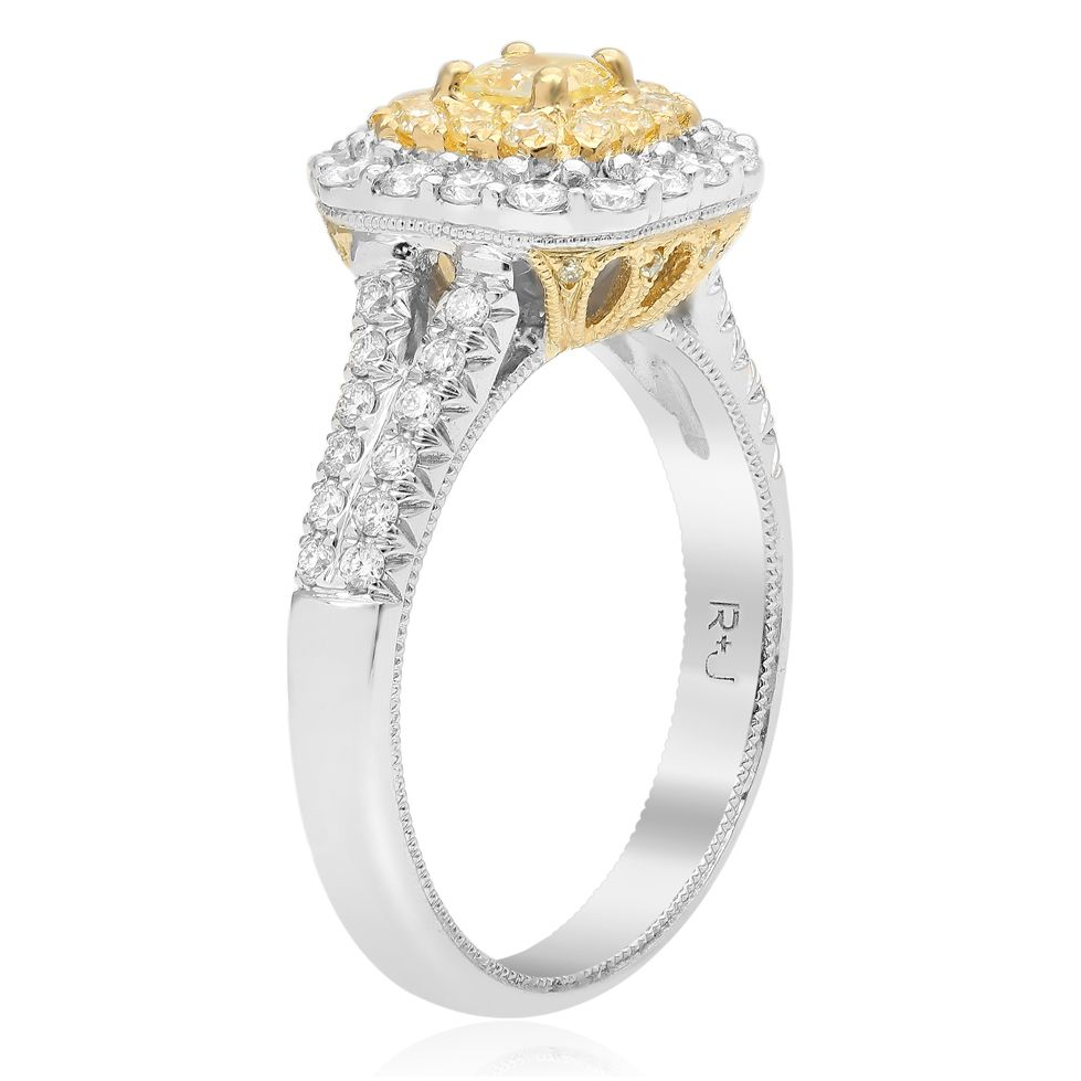 Cushion Fancy Yellow Diamond Ring — view 2