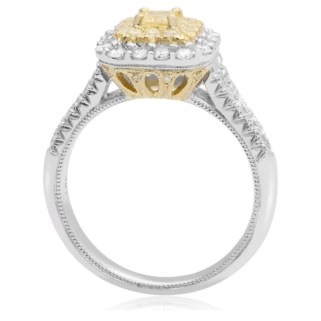 Cushion Fancy Yellow Diamond Ring — view 3