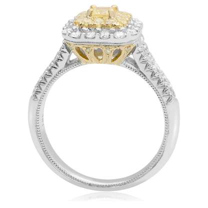 Cushion Fancy Yellow Diamond Ring — view 3