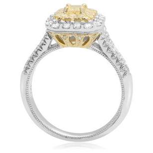 White & Yellow Diamond Split Shank Ring — view 3
