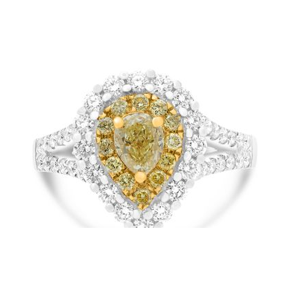 Pear Shape Fancy Yellow Diamond Ring — view 1