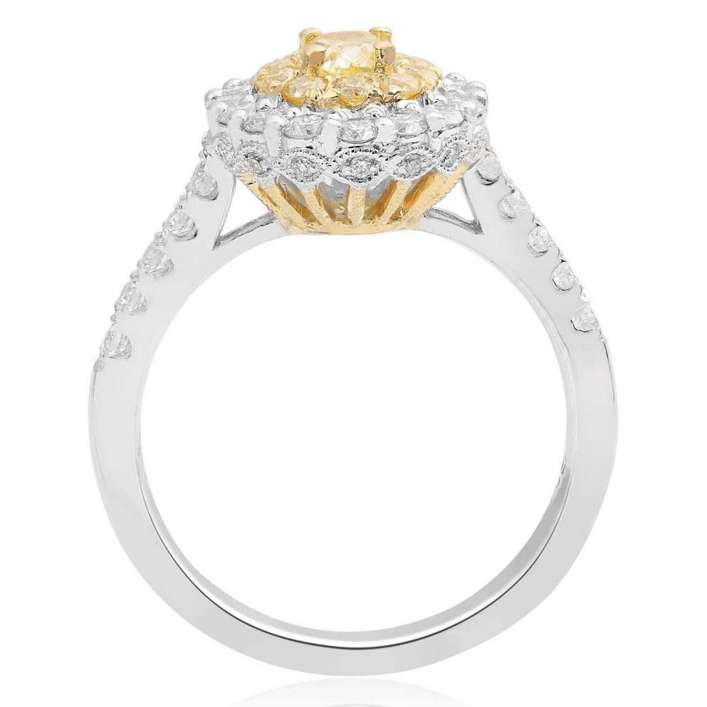 Oval Fancy Yellow Diamond Ring — view 3