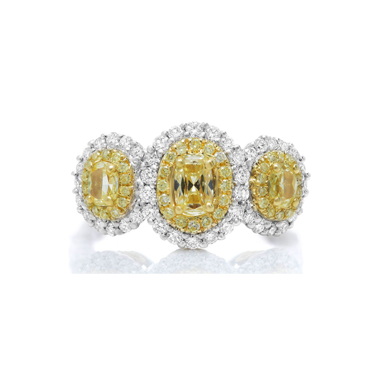 Oval Fancy Yellow Diamond Ring — view 1