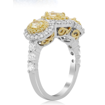 Oval Fancy Yellow Diamond Ring — view 3