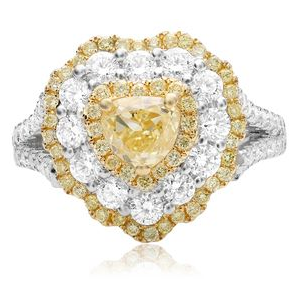 Heart Shape Fancy Yellow Diamond Ring — view 1