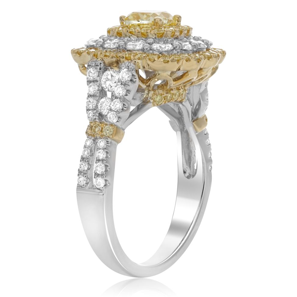 Cushion Fancy Yellow Diamond Ring — view 3