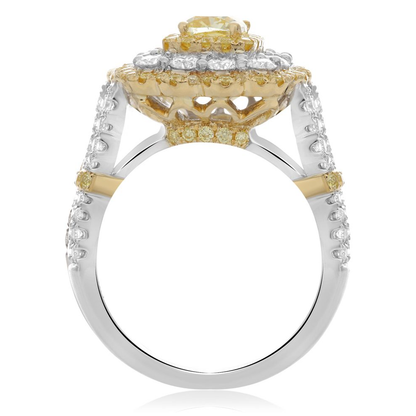 Cushion Fancy Yellow Diamond Ring — view 2