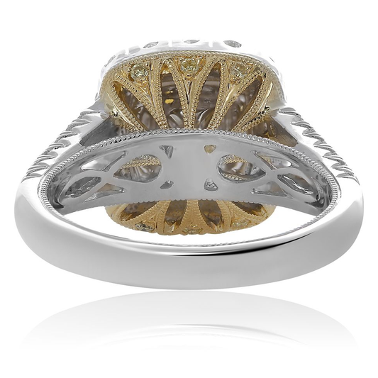 Cushion Fancy Yellow Diamond Ring — view 1