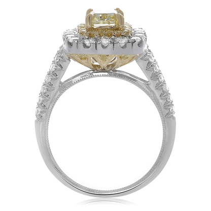Cushion Fancy Yellow Diamond Ring — view 2