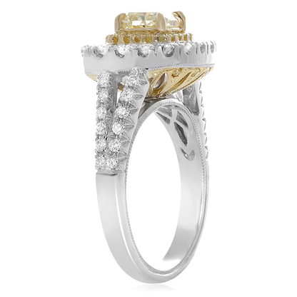Cushion Fancy Yellow Diamond Ring — view 4