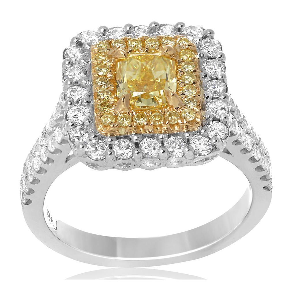 Split Shank Cushion Cut Diamond Ring — view 2