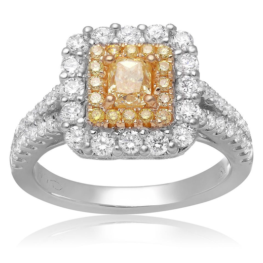 Cushion Fancy Yellow Diamond Ring — view 1