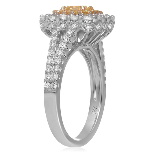 Cushion Fancy Yellow Diamond Ring — view 2