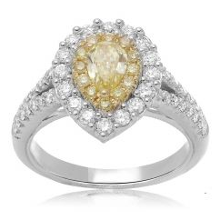 Pear Shape Fancy Yellow Diamond Ring — view 1