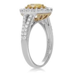 Pear Shape Fancy Yellow Diamond Ring — view 3