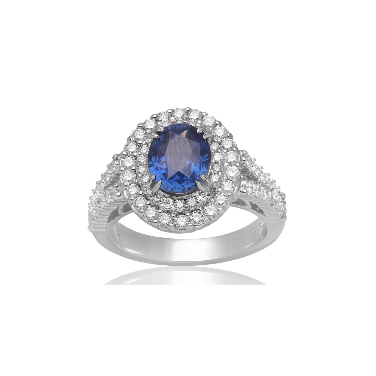 Double Halo Sapphire & Diamond Ring — view 1