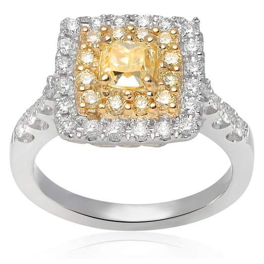 Radiant Fancy Yellow Diamond Ring — view 1