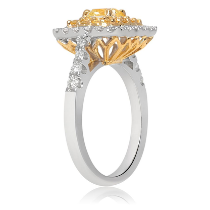 Radiant Fancy Yellow Diamond Ring — view 3