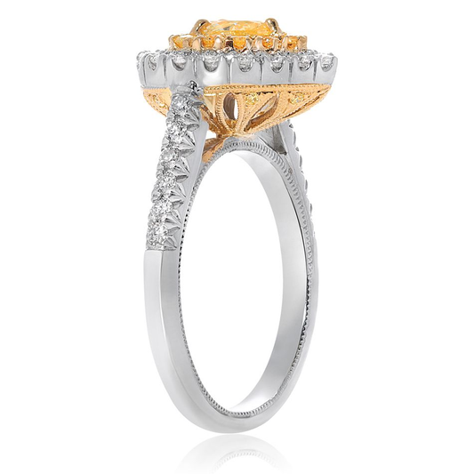 Pear Shape Fancy Yellow Diamond Ring — view 1