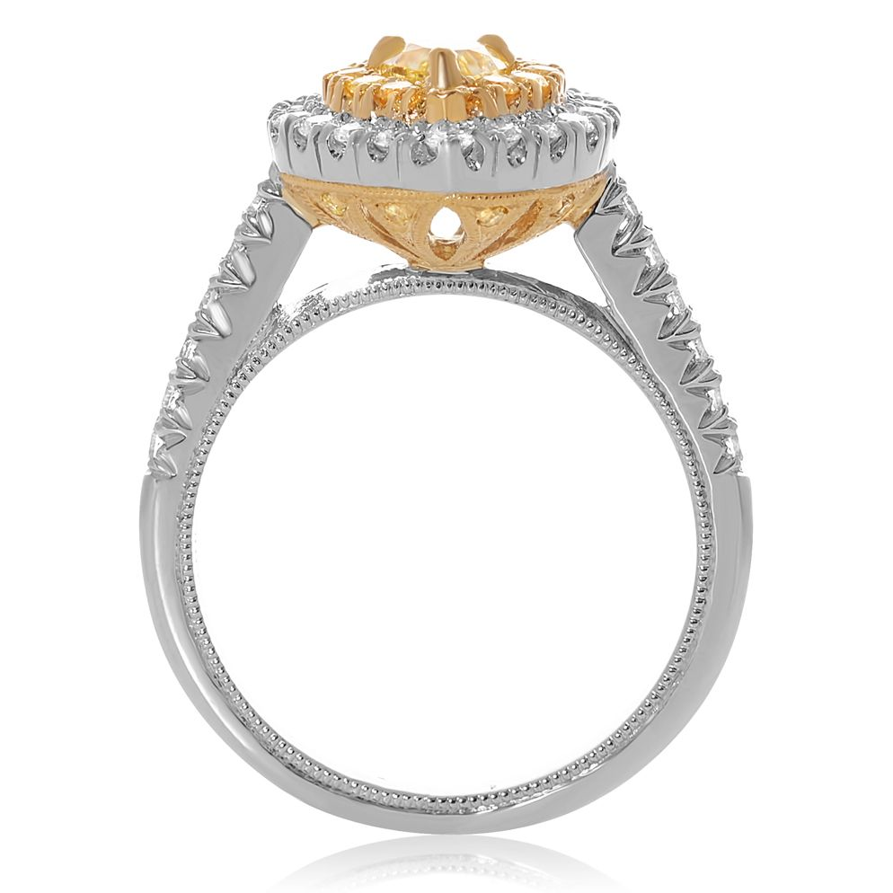Pear Shape Fancy Yellow Diamond Ring — view 2