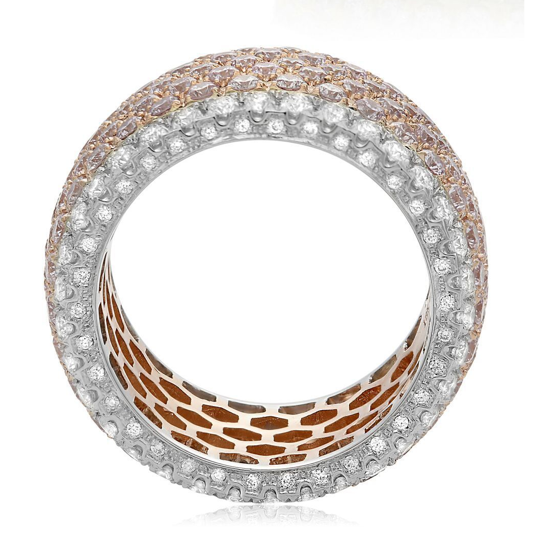Wide White & Pink Diamond Eternity Band — view 2