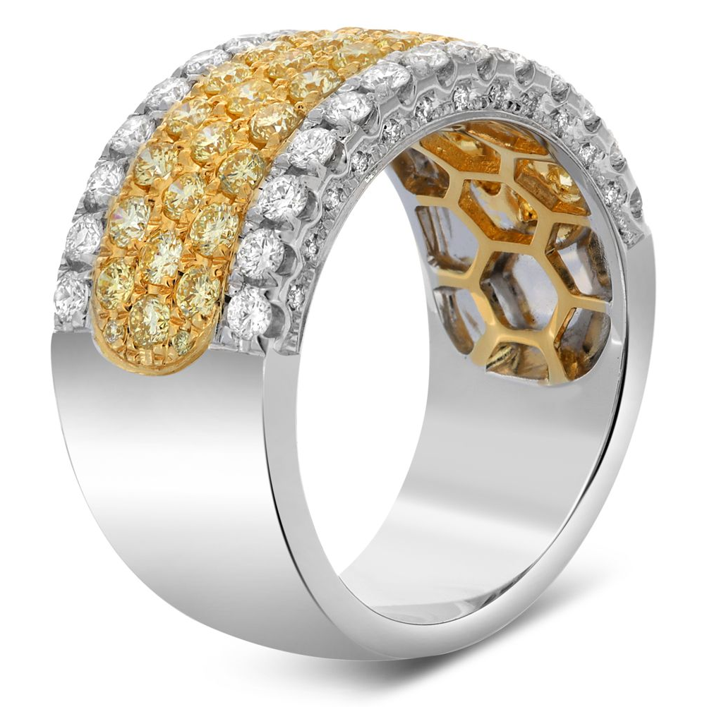 Five Row Two Tone Diamond Band — view 3