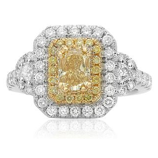 Radiant Fancy Yellow Diamond Ring — view 1