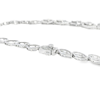 18k White Gold 13.04ctw Natural Mixed Cut Diamond Set Leaf Drop Necklace