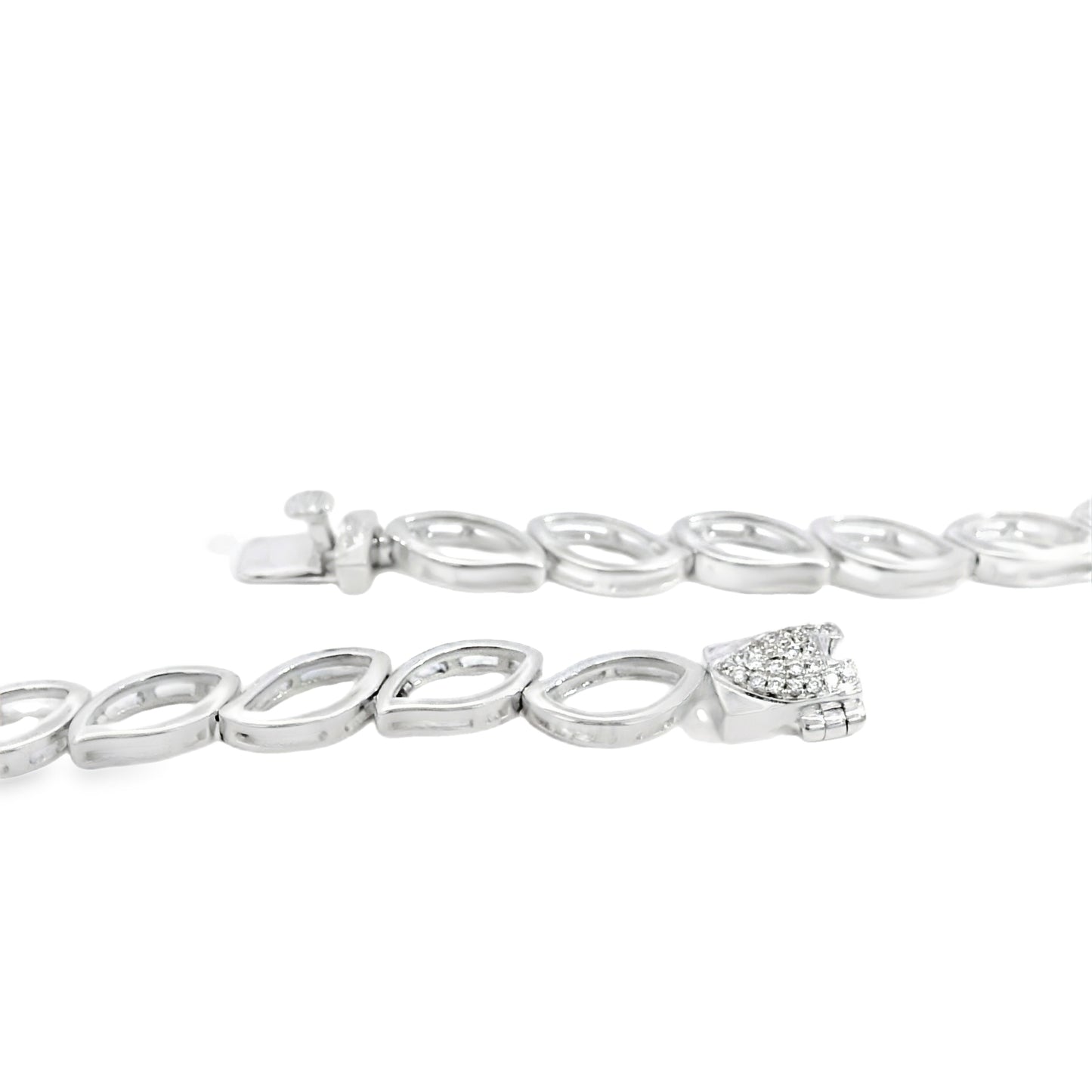 18k White Gold 13.04ctw Natural Mixed Cut Diamond Set Leaf Drop Necklace