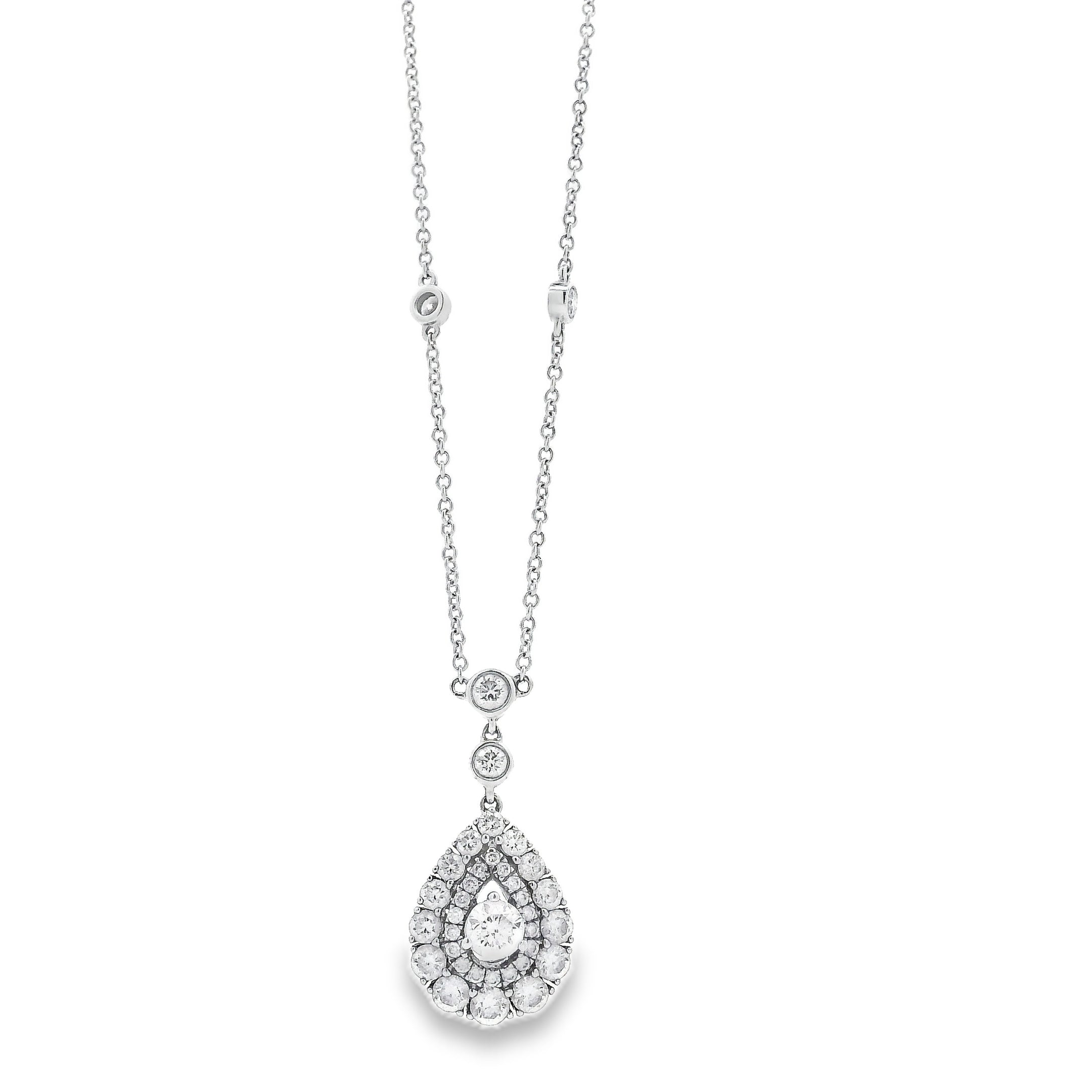 White Gold Necklace With Pear-Shaped