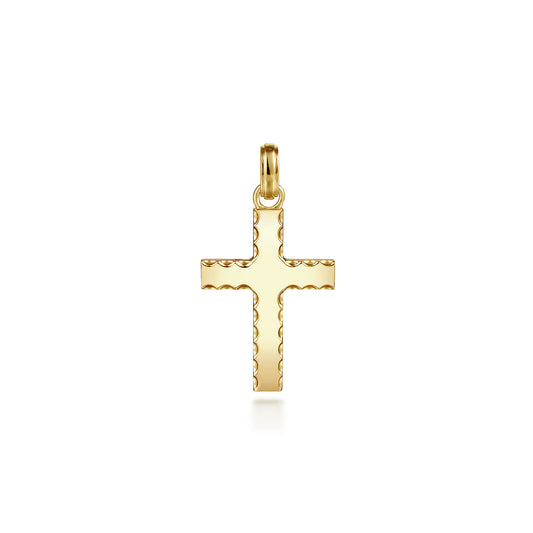 14K Yellow Gold Cross Pendant with Beveled Trim — Gabriel & Co. PCM6534Y4JJJ