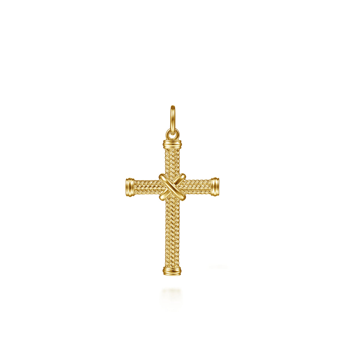 14K Yellow Gold Twisted Rope Cross Pendant with X Center — Gabriel & Co. PCM6545Y4JJJ