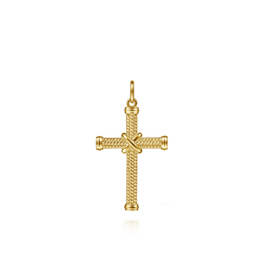 14K Yellow Gold Twisted Rope Cross Pendant with X Center — Gabriel & Co. PCM6545Y4JJJ