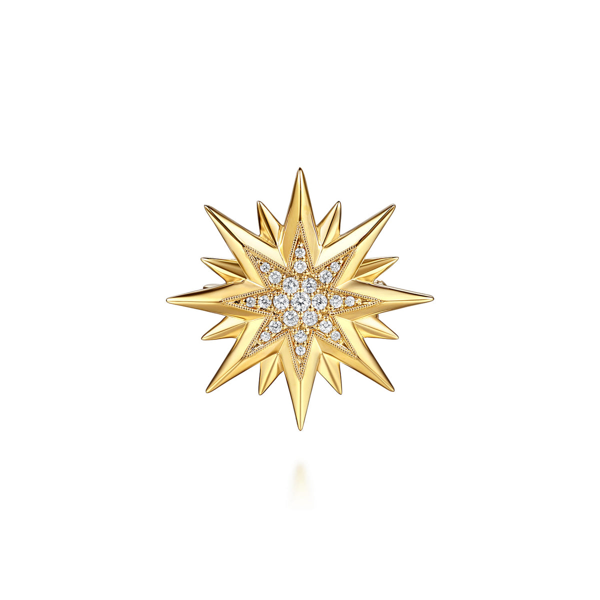 14K Yellow Gold Diamond Starburst Pin — Gabriel & Co. PN7672Y45JJ