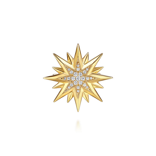 14K Yellow Gold Diamond Starburst Pin — Gabriel & Co. PN7672Y45JJ