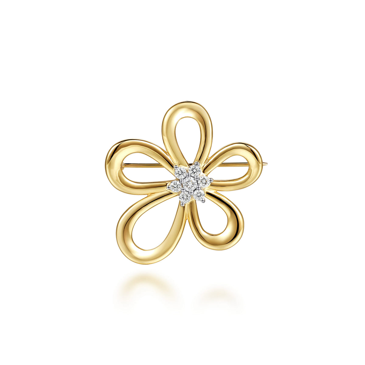 14K White & Yellow Gold Diamond Floral Pin — Gabriel & Co. PN7673M45JJ