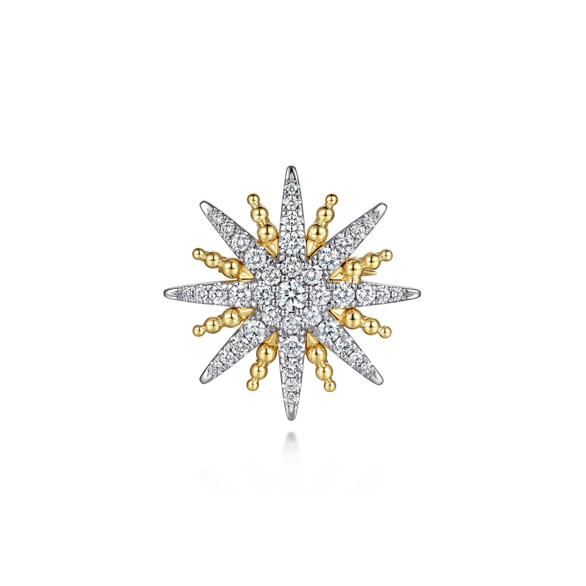 14K White & Yellow Gold Bujukan Diamond Starburst Pin — Gabriel & Co. PN7675M45JJ