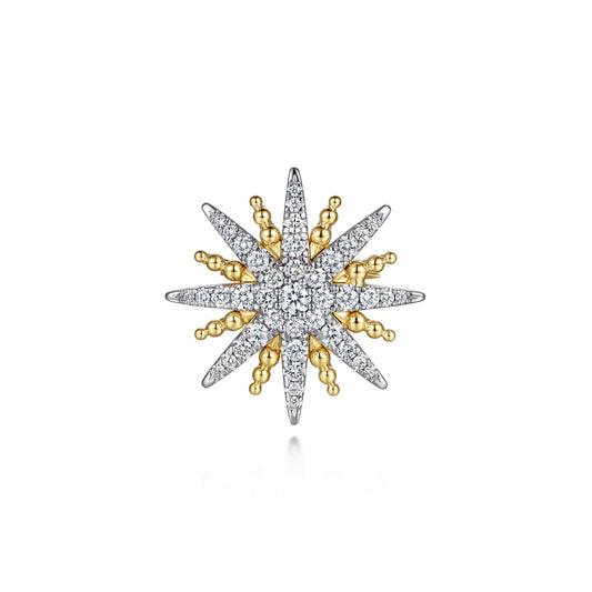 14K White & Yellow Gold Bujukan Diamond Starburst Pin — Gabriel & Co. PN7675M45JJ