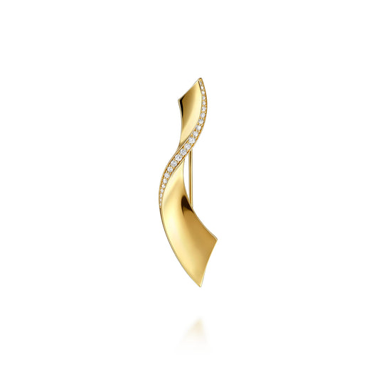 14K Yellow Gold Diamond Ribbon Pin — Gabriel & Co. PN7677Y45JJ