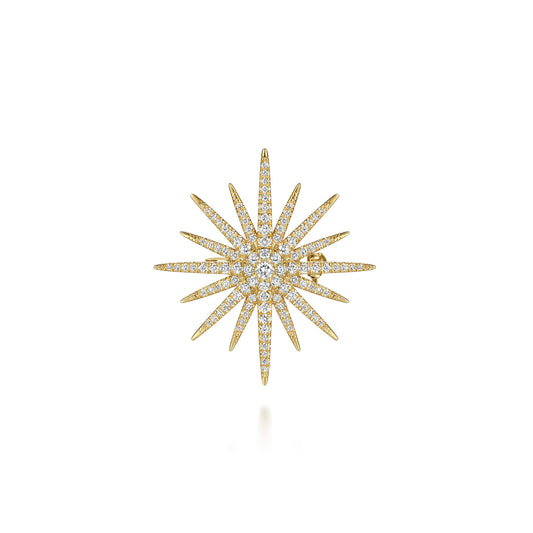 14K Yellow Gold Diamond Starburst Pin — Gabriel & Co. PN7680Y45JJ