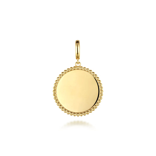 14K Yellow Gold Bujukan Round Personalized Medallion Pendant in size 24mm with Detachable Bail — Gabriel & Co. PT6591Y4JJJ