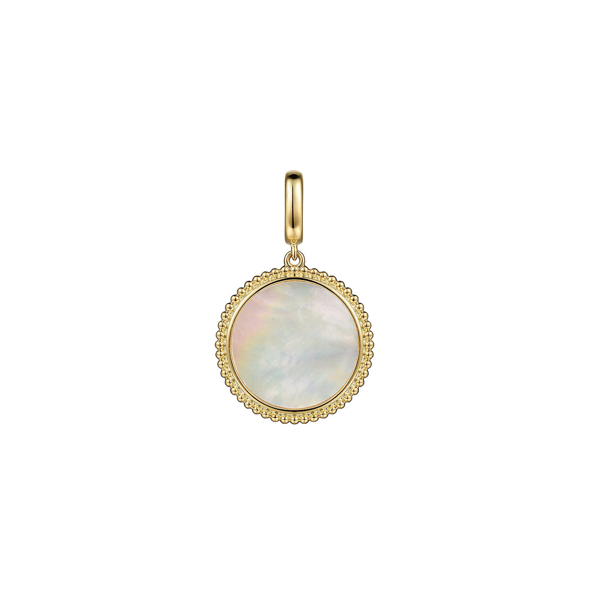 14K Yellow Gold Round Mother of Pearl Inlay Pendant with Detachable Bail — Gabriel & Co. PT6617Y4JWM
